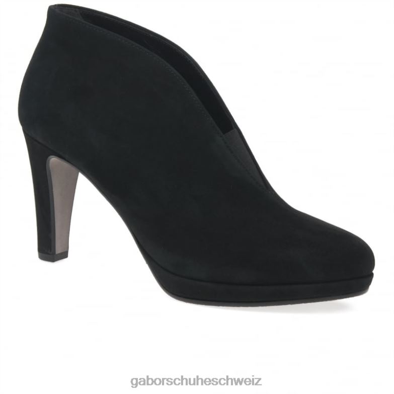 Schuhwerk Frauen Gabor schwarzes Wildleder Amien moderne Schlupfstiefeletten XTX02218
