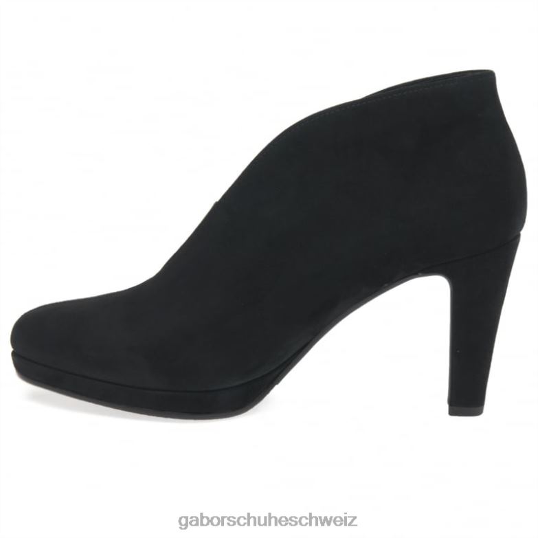 Schuhwerk Frauen Gabor schwarzes Wildleder Amien moderne Schlupfstiefeletten XTX02218