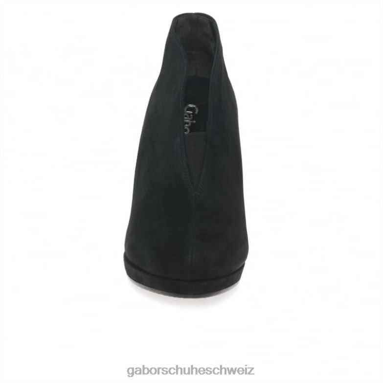 Schuhwerk Frauen Gabor schwarzes Wildleder Amien moderne Schlupfstiefeletten XTX02218