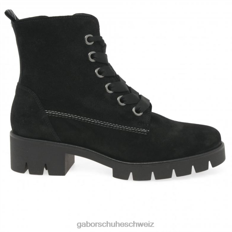 Schuhwerk Frauen Gabor schwarzes Wildleder Baccara-Stiefeletten XTX02191