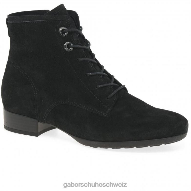 Schuhwerk Frauen Gabor schwarzes Wildleder Bootsstiefeletten XTX02214