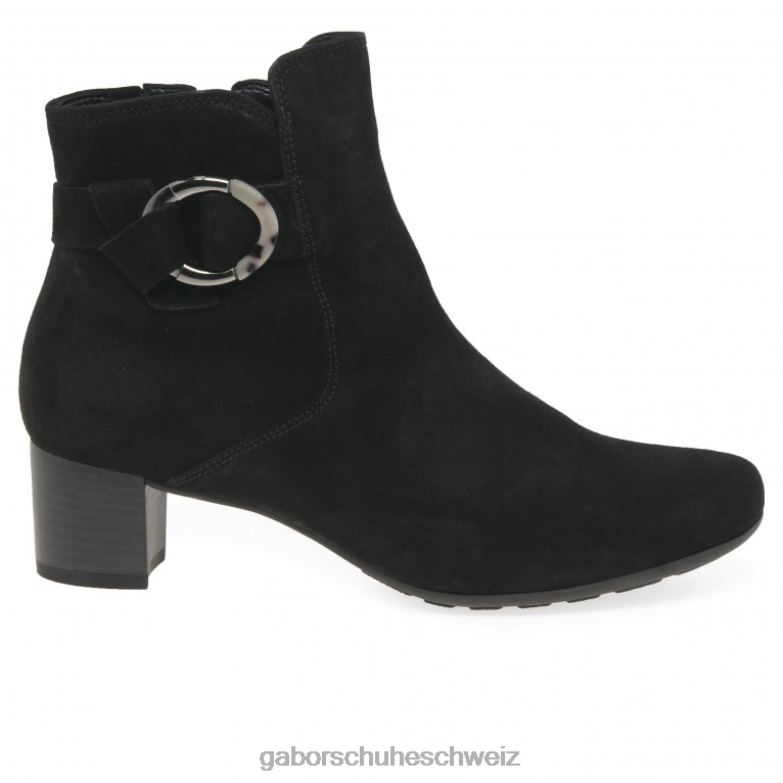 Schuhwerk Frauen Gabor schwarzes Wildleder Hanf-Stiefeletten XTX02202
