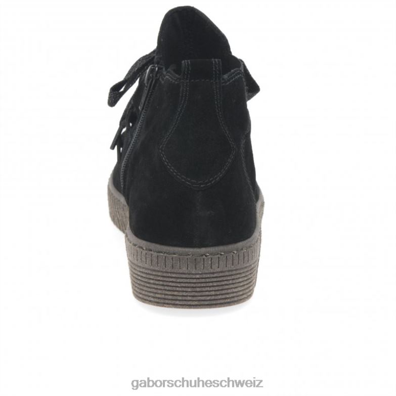 Schuhwerk Frauen Gabor schwarzes Wildleder Lanzen-Stiefeletten XTX02230