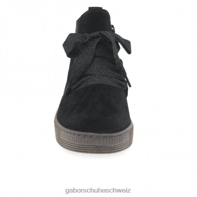 Schuhwerk Frauen Gabor schwarzes Wildleder Lanzen-Stiefeletten XTX02230