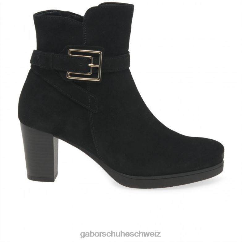 Schuhwerk Frauen Gabor schwarzes Wildleder Vaad Stiefeletten XTX02194